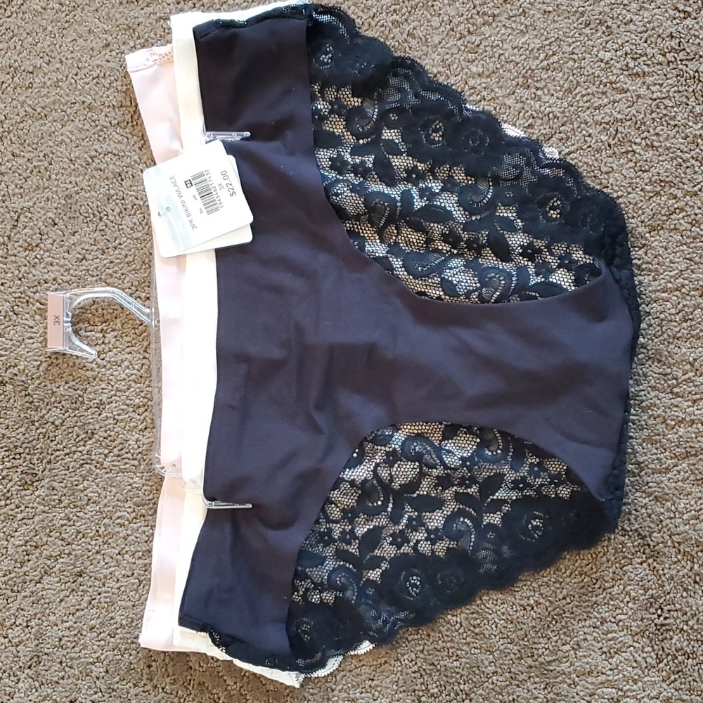 3 pack Women's Tranquil & True Brushed Micro & LACE Bikini Panties Size 3X NWT